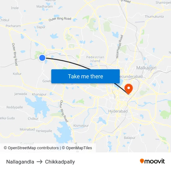 Nallagandla to Chikkadpally map