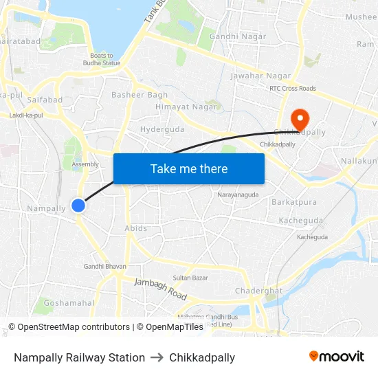 Nampally Railway Station to Chikkadpally map