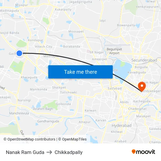 Nanak Ram Guda to Chikkadpally map