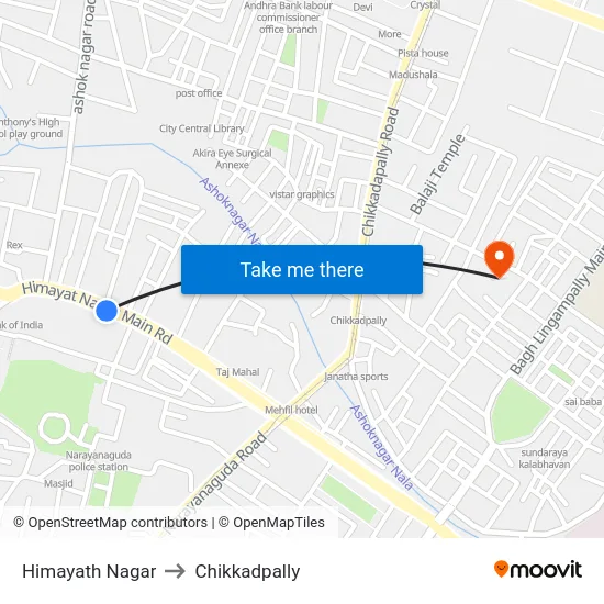 Himayath Nagar to Chikkadpally map