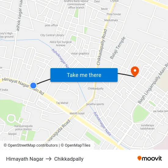 Himayath Nagar to Chikkadpally map