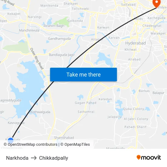 Narkhoda to Chikkadpally map