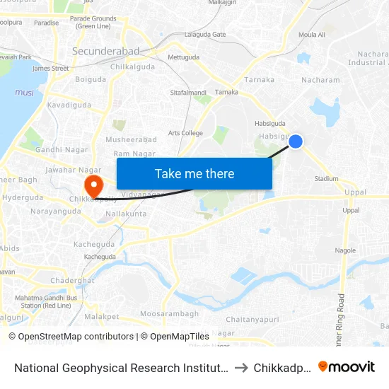 National Geophysical Research Institute (Ngri) to Chikkadpally map