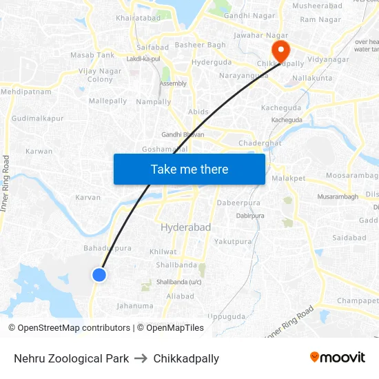 Nehru Zoological Park to Chikkadpally map