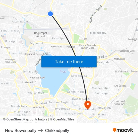 New Bowenpally to Chikkadpally map