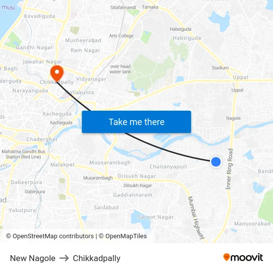New Nagole to Chikkadpally map