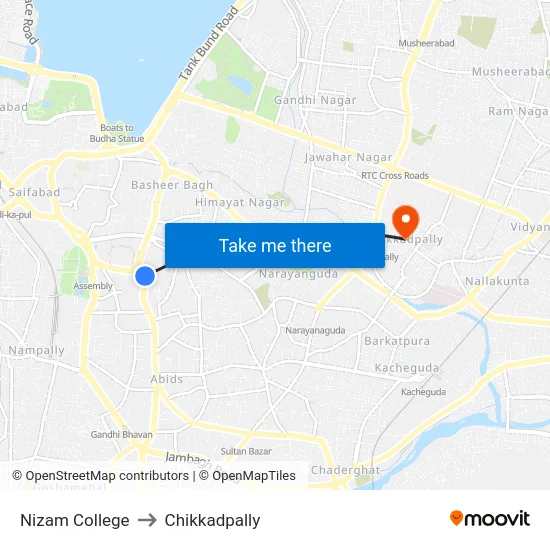 Nizam College to Chikkadpally map
