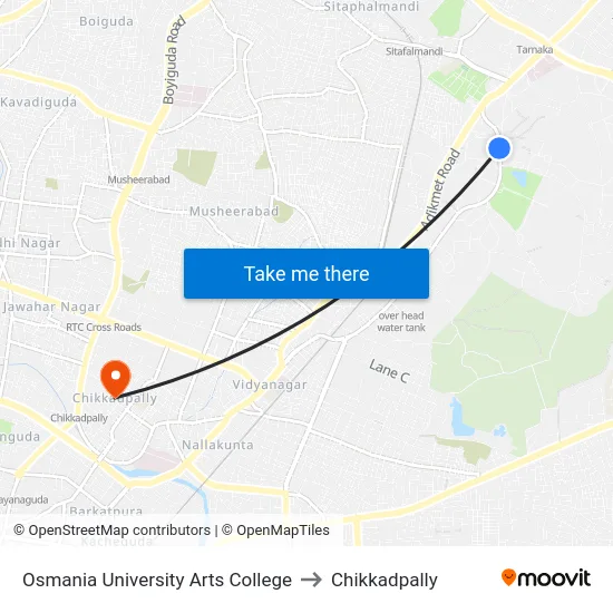 Osmania University Arts College to Chikkadpally map