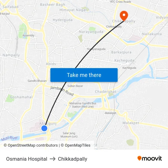 Osmania Hospital to Chikkadpally map
