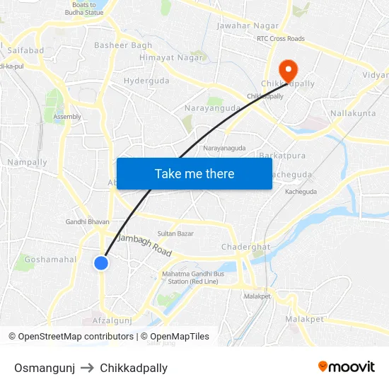 Osmangunj to Chikkadpally map