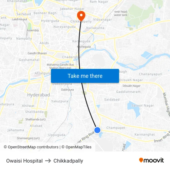 Owaisi Hospital to Chikkadpally map