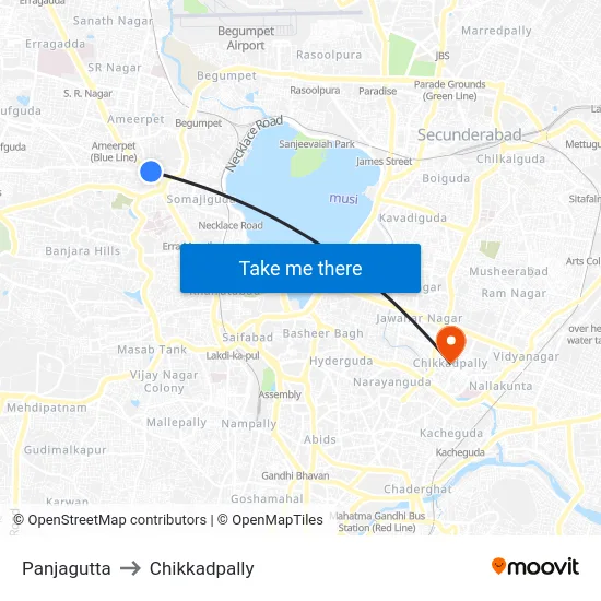 Panjagutta to Chikkadpally map