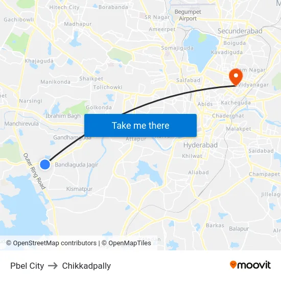 Pbel City to Chikkadpally map