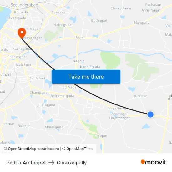 Pedda Amberpet to Chikkadpally map