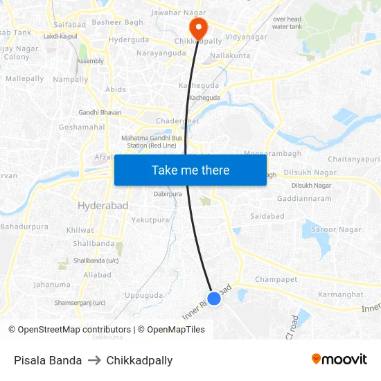 Pisala Banda to Chikkadpally map