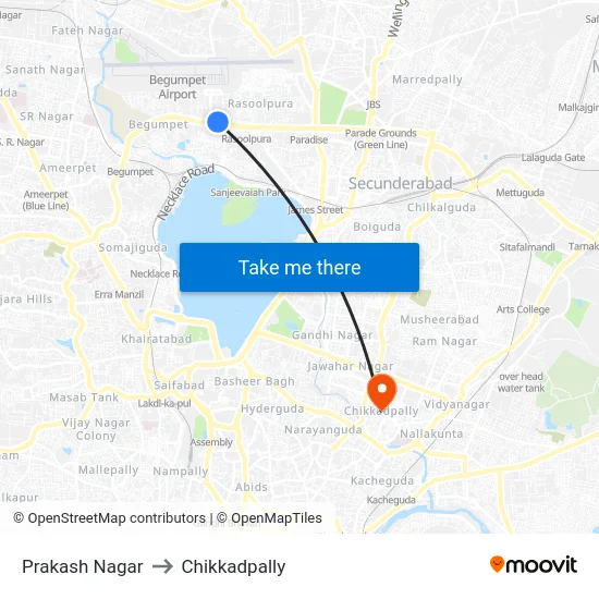 Prakash Nagar to Chikkadpally map