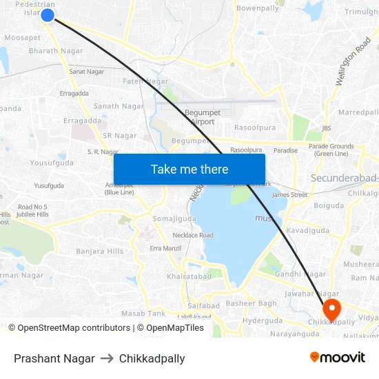 Prashant Nagar to Chikkadpally map