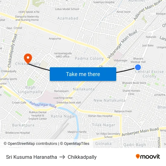 Sri Kusuma Haranatha to Chikkadpally map