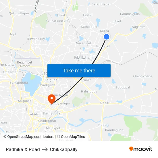 Radhika X Road to Chikkadpally map