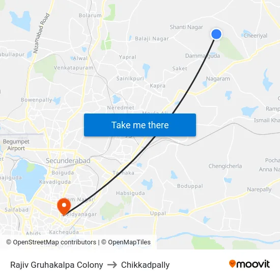 Rajiv Gruhakalpa Colony to Chikkadpally map