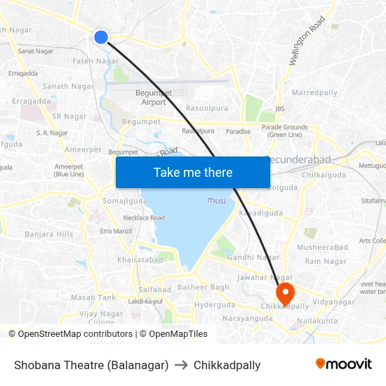 Shobana Theatre (Balanagar) to Chikkadpally map