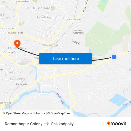 Ramanthapur Colony to Chikkadpally map