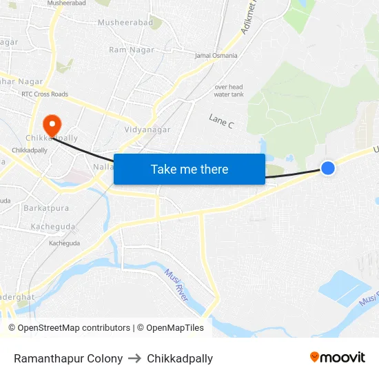 Ramanthapur Colony to Chikkadpally map