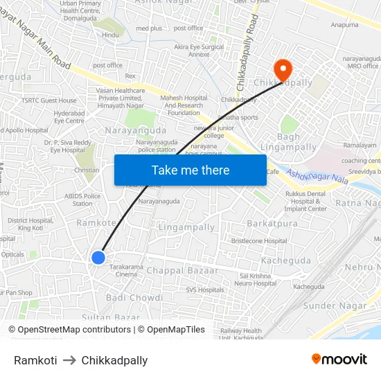 Ramkoti to Chikkadpally map