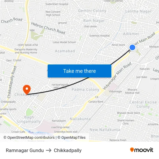 Ramnagar Gundu to Chikkadpally map