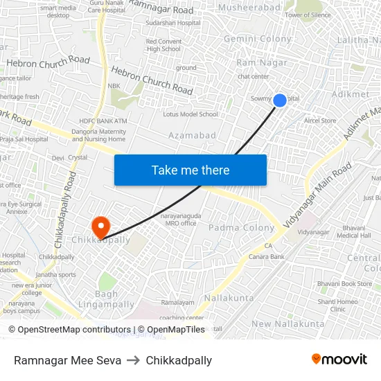 Ramnagar Mee Seva to Chikkadpally map