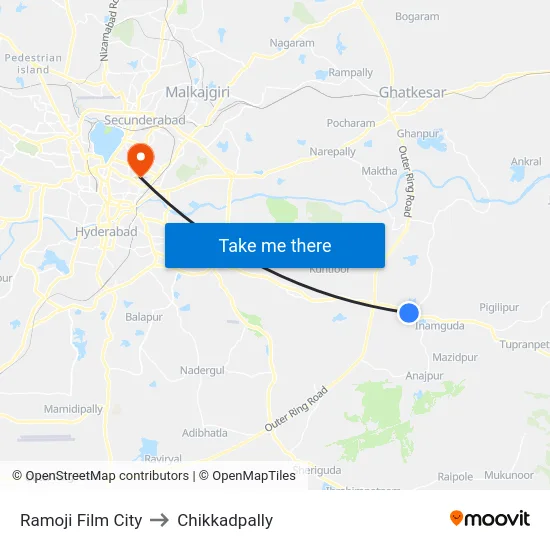 Ramoji Film City to Chikkadpally map