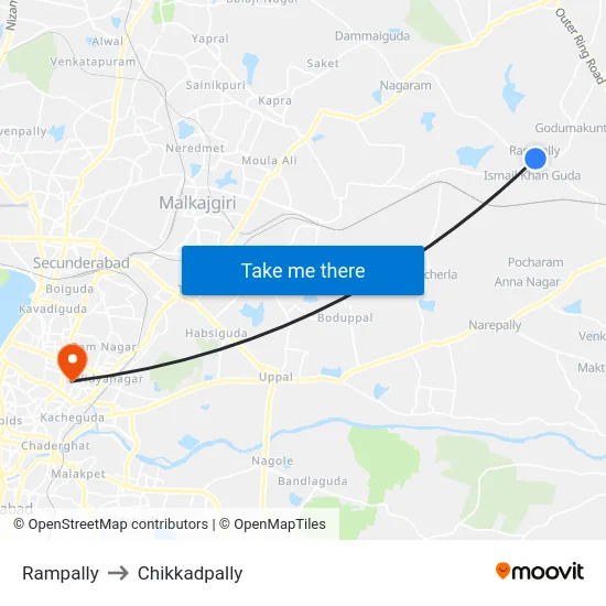 Rampally to Chikkadpally map