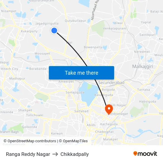 Ranga Reddy Nagar to Chikkadpally map
