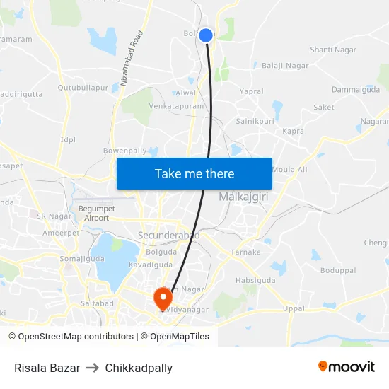 Risala Bazar to Chikkadpally map