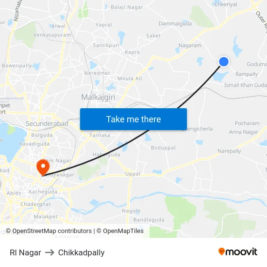 Rl Nagar to Chikkadpally map