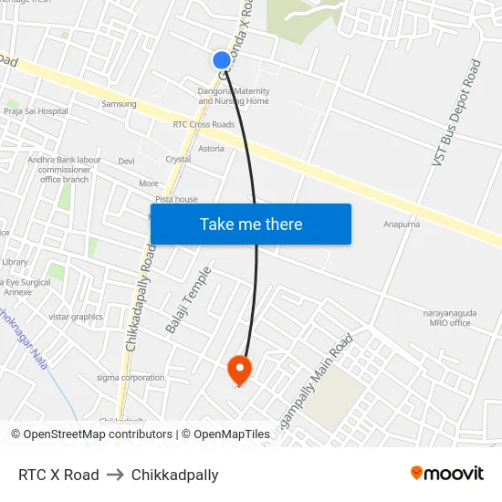 RTC X Road to Chikkadpally map