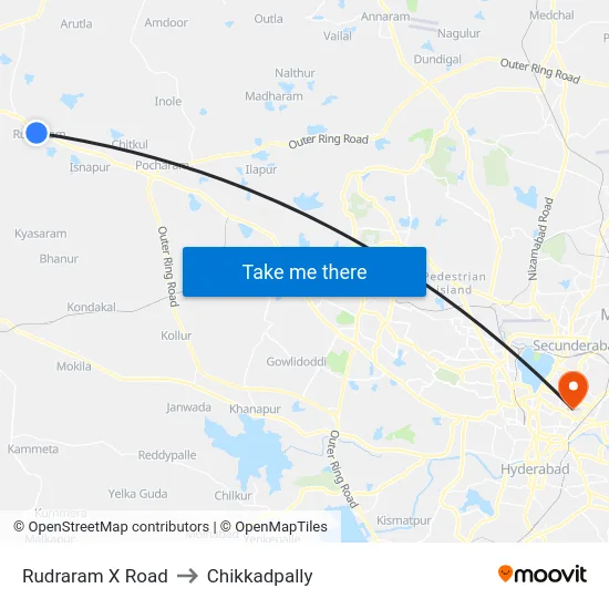 Rudraram X Road to Chikkadpally map