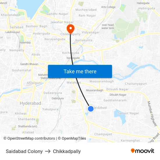 Saidabad Colony to Chikkadpally map