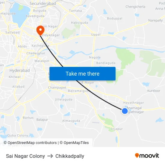 Sai Nagar Colony to Chikkadpally map