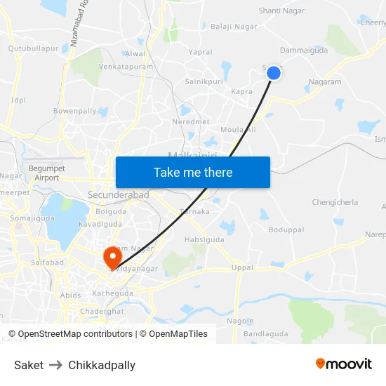 Saket to Chikkadpally map