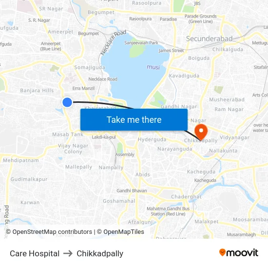 Care Hospital to Chikkadpally map
