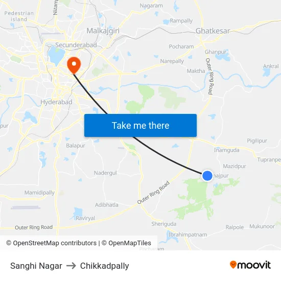Sanghi Nagar to Chikkadpally map