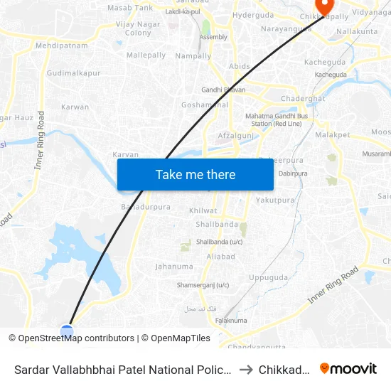 Sardar Vallabhbhai Patel National Police Academy to Chikkadpally map