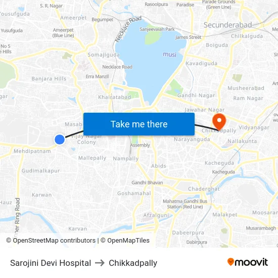 Sarojini Devi Hospital to Chikkadpally map