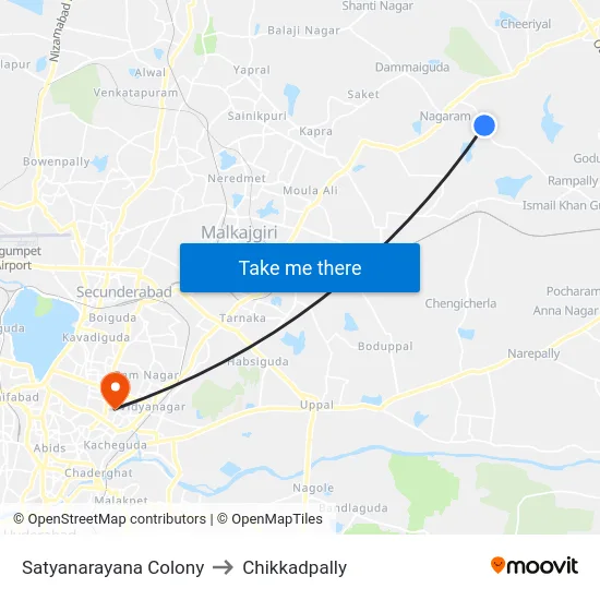 Satyanarayana Colony to Chikkadpally map