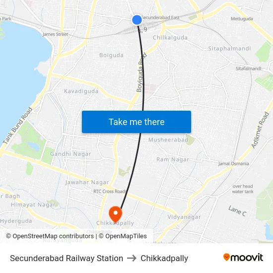 Secunderabad Railway Station to Chikkadpally map