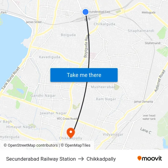 Secunderabad Railway Station to Chikkadpally map