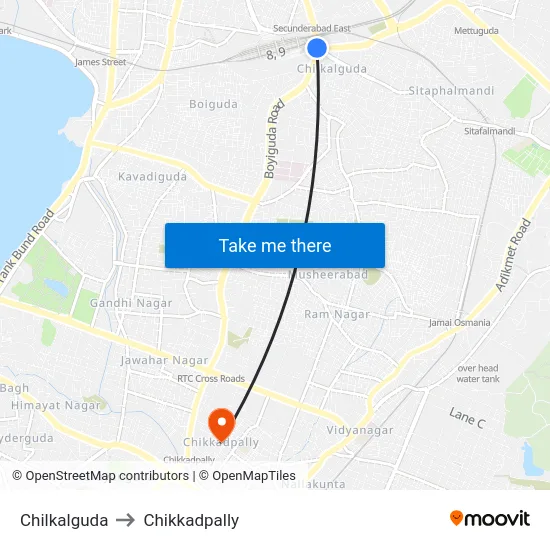 Chilkalguda to Chikkadpally map