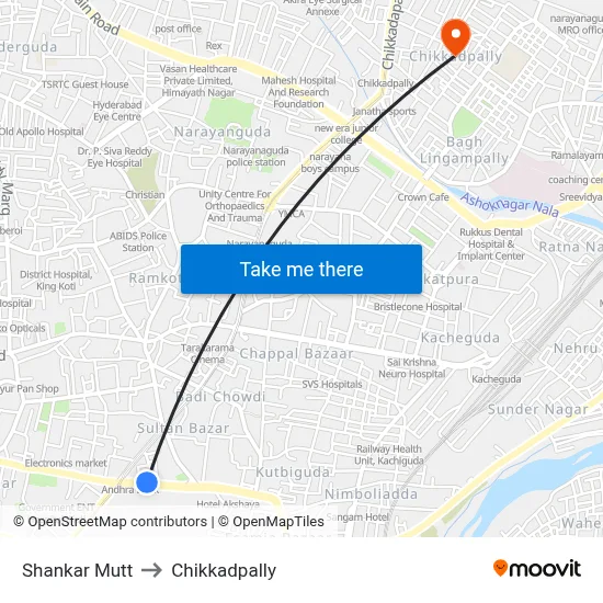 Shankar Mutt to Chikkadpally map