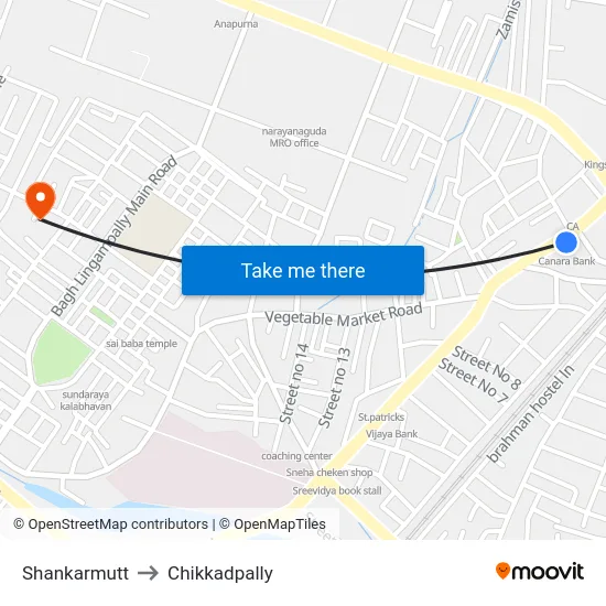 Shankarmutt to Chikkadpally map